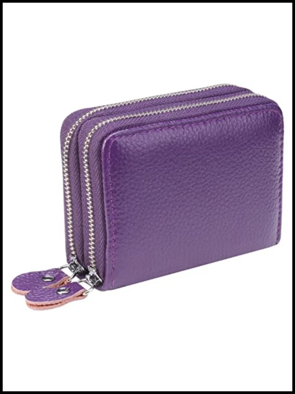 Genuine Leather RFID Blocking Zipper Card Wallet